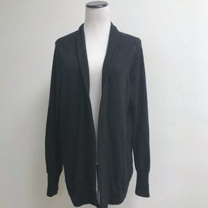 J Crew Collection black 100% cashmere drape open cardigan sweater jacket XL